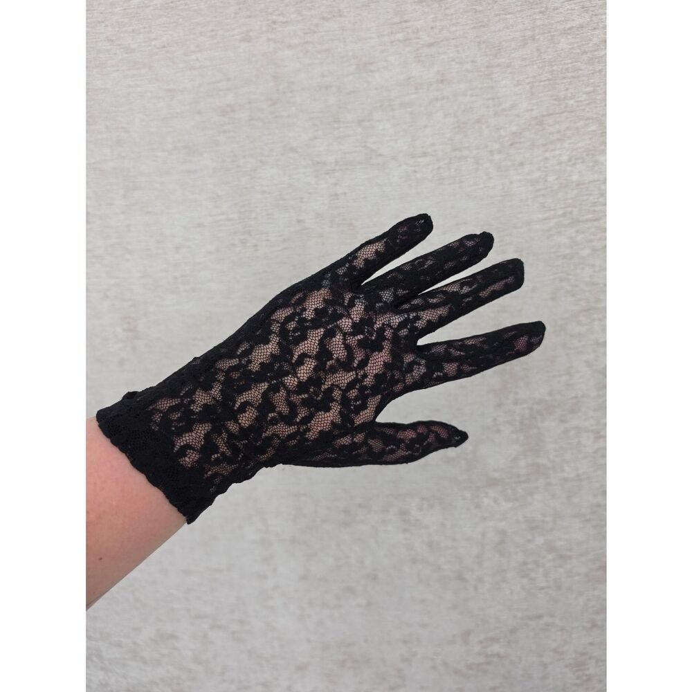 Lord & Taylor Vintage Black Lace Wrist Dress Gloves Women Accessories
